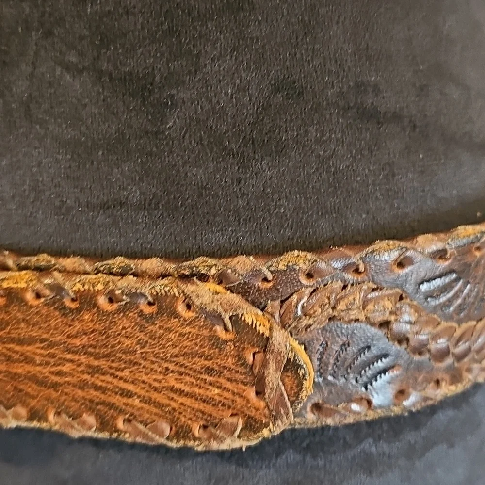 Hand Tooled Leather Belt Y2K Hippie Vintage - Picture 5 of 8